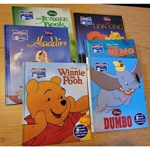 Me Reader Disney Books, Lot of 6, Dumbo, Winnie the Pooh, Aladdin, Jungle Book
